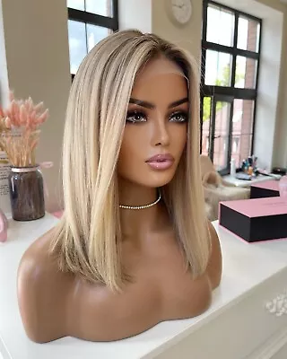 $275.98 • Buy 14  12A Brazilian Ash Blonde Ombre Straight L50% Density 13x4 Lace Front Wig