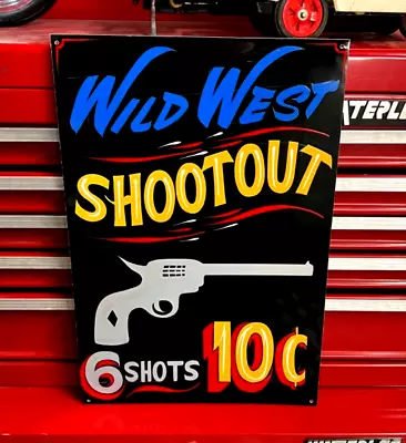 Hand Painted Vintage Carnival Shoot Out Win Sign Amusement Park FAIR Game Arcade • $55