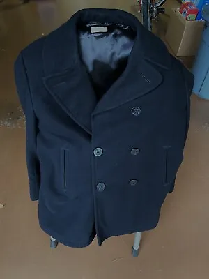 Vintage US Navy Naval Clothing 100% Wool Pea Coat Men's Size 42 R Korean War Era • $79