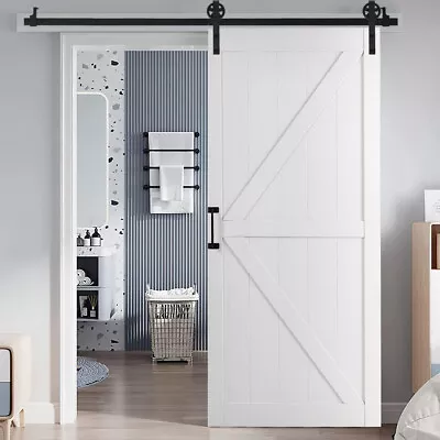 Home Wood Barn Door Antique Hotel Villa Sliding Barn Door 6ft Track System Kits • £189.95