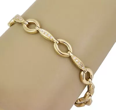 Aaron Basha Diamond 18k Yellow Gold Oval Bar Link Bracelet • $3650