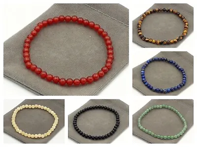 Handmade 4mm Crystal Healing Chakra Gemstone Bead Bracelet • £4.20