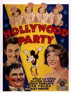 Hollywood Party Mickey Mouse Laurel Hardy Movie Poster Print • $6.49