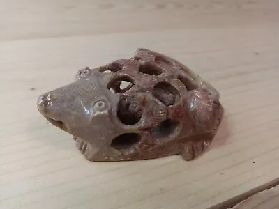 Vintage Hand Carved Stone Frog Mother With Baby Frog Inside Figurine • $15