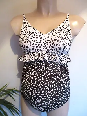 Asos Maternity Black & White Spot Frill Swimsuit Swimming Costume Size 8 • £10