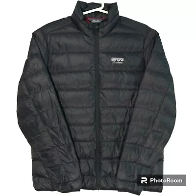 Eddie Bauer Mens Microlight IV Down Black Packable Puffer Jacket Size Medium NEW • $43