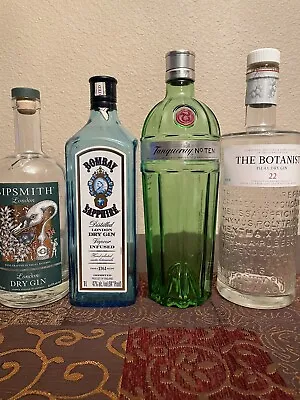 4 Premium Gin Bottles: Botanist 22 Tanqueray Ten 10 Bombay Sapphire Sipsmith • £16.89