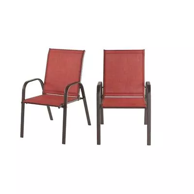 StyleWell Patio Furniture 36  H X 32 W X 27 D Set Of 2 Brown Steel Dining Chairs • $49.14