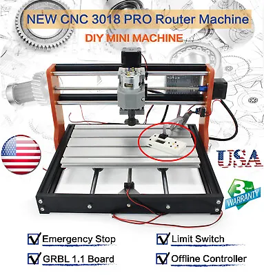 US丨CNC 3018 PRO DIY Engraving Machine+Offline Controller+XYZ Limit Switch+E-Stop • $138