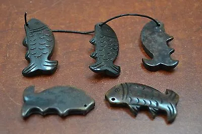 30 Pcs Carved Brown Fish Buffalo Bone Beading Beads 1 1/2  #t-304 • $12
