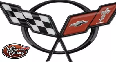 Black Rear Deck Lid Cross Flags Emblem 1997-2004 C5 Corvette • $18.95