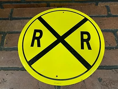 Railroad Crossing RR X-ing Round Tin Sign • $12.99