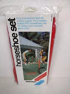 Vintage Sportcraft Horseshoe Set - 4 Shoes 2 Stakes Rules  Lightweight Plastic • $17.95