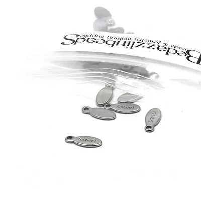 20 Surgical 304 Stainless Steel Stamped Label Jewelry Chain  End Tab Tag Charms • $2.47