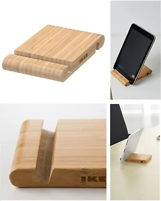 Ikea Bergenes Bamboo Universal Mobile Phone Tablet Desktop Stand Wooden Holder • £6.99