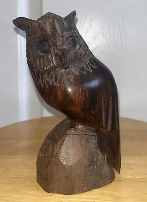 Vintage Ironwood Owl Carved Wood Bird Figurine Brown 7  X  4  • $9