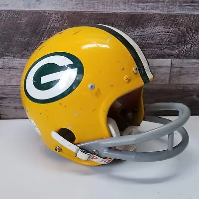 Vintage Green Bay Packers Riddell Two Bar Helmet Made In USA • $299.90