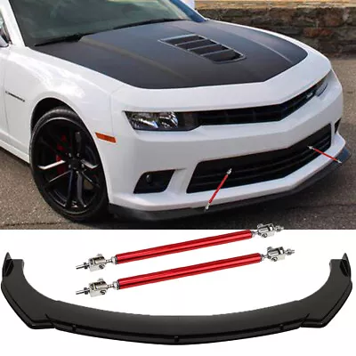 Car Front Bumper Lip Splitter Spoiler + Strut Rods For 2010-13 Chevy Camaro V6 • $99.08