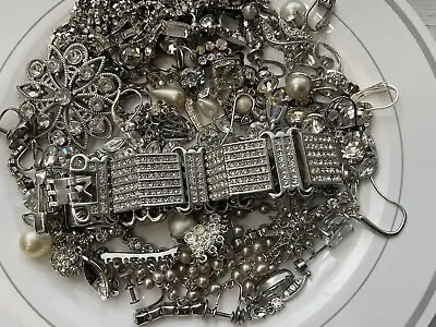 Vintage-Now Lot Junk Jewelry 100% Glass/Rhinestone/Stone Craft Broken Harvest • $19.99
