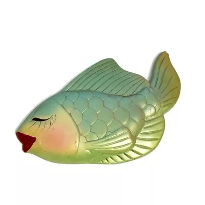 $20.99 • Buy Vtg Miller Studio Green Chalkware Fish Wall Hanging Kitschy 60's Bathroom Decor