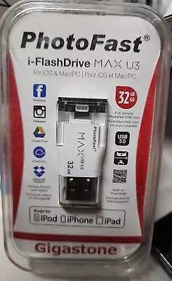 Photofast Gigastone Usb 3.0 I-Flashdrive Max U3 For Ios & Mac/PC 32Gb • $14.99