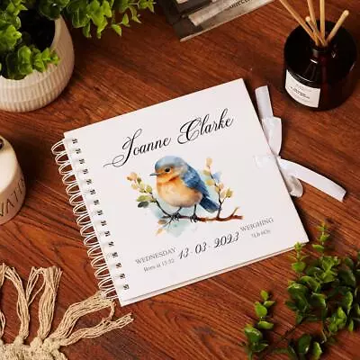 Personalised Baby Scrapbook Or Photo Album My First Year Woodland Robin UV-1328 • £15.99