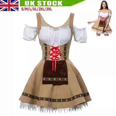 Oktoberfest Costume German Bavarian Dirndl Beer Maid Fancy Dress S-3XL • £22.69