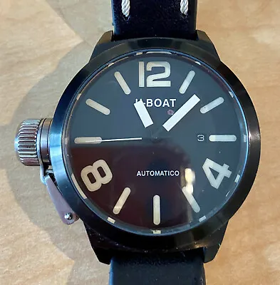 U-BOAT Italo Fontana Automatico Black Dial Black Leather Strap Watch NO. 5365 • $800