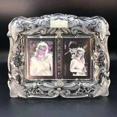 Mikasa Vintage Memories Duet 2-Photo Picture Frame Frosted Clear Glass 11.5  • $44.99