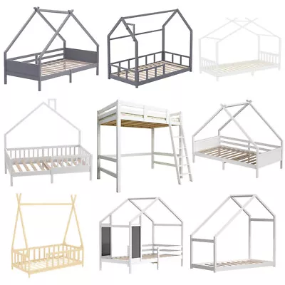 Treehouse Single Bed Frame 3FT Kids Sleeper Wooden House Low Childs Canopy Bed • £108.95