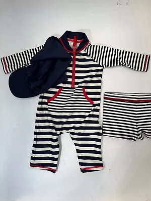 £3.99 • Buy M&S Babies 3 Piece Navy Striped Bundle Swimwear Size 0-3 Months #RS