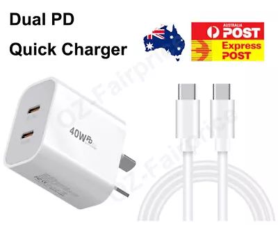 $16.99 • Buy 40W DUAL USB-C Type-C PD Fast Charging Wall Charger Power Adapter IPhone Samsung