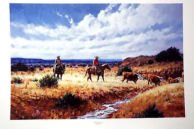 Workin On The Sixes  By Martin Grelle Signedlimited Cowboy Herding  Cattle • $175