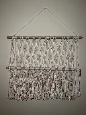 Boho Macrame Wall Organizer Handmade  Decoration  White  Plushie Hammock Great • $10