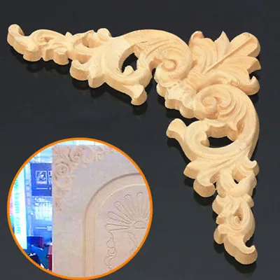 $5.54 • Buy Unpainted Wood Carved Corner Onlay Applique Furniture Moulding Decor Decals DIY