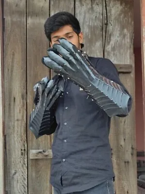 Medieval Nazgul Gloves Black Nazgul Gauntlets Steel Medieval Armor Gloves LARP • $69.25