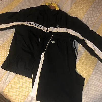 £200 • Buy Rare Mens Lacoste Tracksuit & T-shirt , Size 5 Black Yellow FREE POST RRP £389