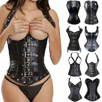 Womens Sexy Corset Basque Waist Trainer Steampunk Bustier Lace Up Fancy Lingerie • £21.79