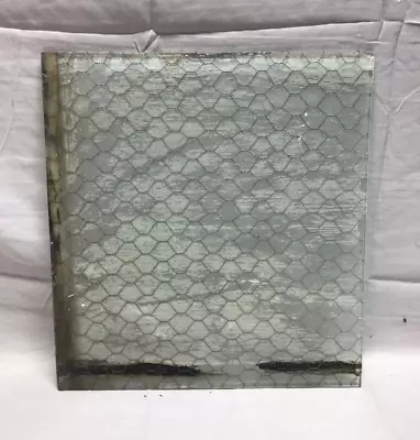 1 Piece Vintage 13x14 Industrial Chicken Wire Safety Security Glass Old 574-23B • $59