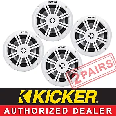 2 Pairs/4 Kicker 49km604w Marine/boat Audio 6.5  2-way Speakers White Km604w • $187.92