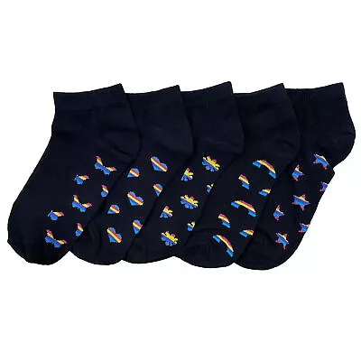 Ladies Socks Trainer Liners Ankle 5 Pairs Womens Cotton RIch Low Cut Design Sock • £4.99