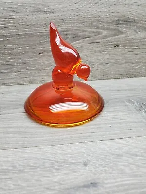 Viking Glass Epic Line Orange Long Tail Bird Candy Dish LID ONLY Replacment Lid • $19.99