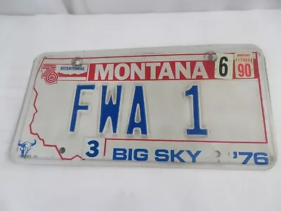 Montana License Plate FWA 1 1990's  Vintage • $17.61