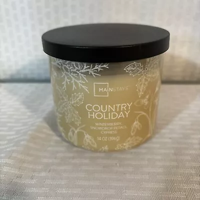 Mainstays 3 Wick Country Holiday Candle 14oz Winterberry Snowdrop Petals Cypress • $8