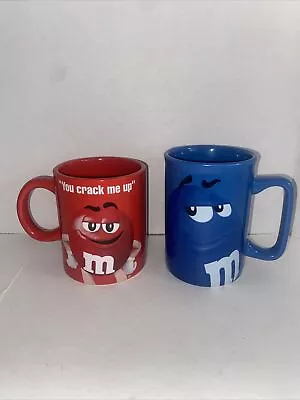 Lot Of 2 M&M's Coffee Mugs Blue 2011 Red You Crack Me Up Ceramic Mars Inc. • $14.99