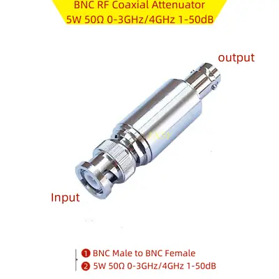 BNC RF Coaxial Attenuator 5W 50Ω 0-3GHz/4GHz 1/2/3/5/6/10/15/20/25/30/40/50dB • $13.70