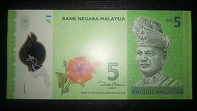 Malaysia Five Ringgit RM 5 2011 Polymer Banknote P 52 New Design UNC • $3