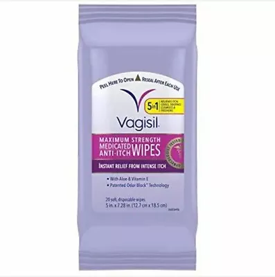 $8.88 • Buy Vagisil Anti-Itch Medicated Feminine Vaginal Wipes Maximum Strength 20 Wipes ...