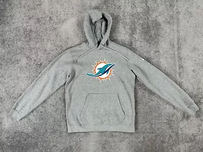 Vintage Miami Dolphins Hoodie Mens Medium Gray Nike Graphic Logo Football NFL • $25