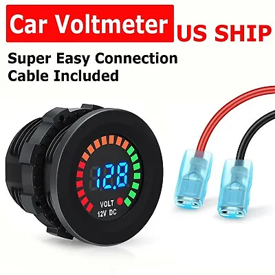 Waterproof 12V LED Car Van Boat Marine Voltmeter Voltage Meter Battery Gauge USA • $10.49